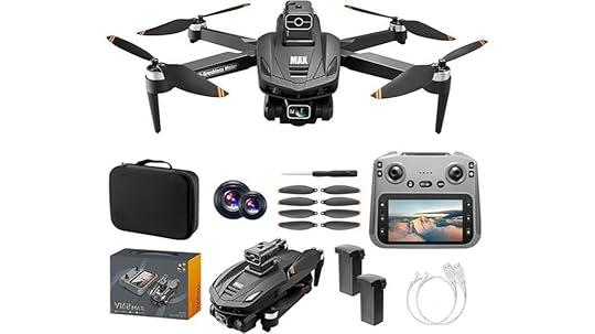 black mini drone with dual batteries