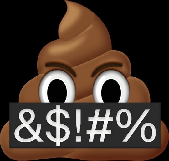 A poop emoji with a grawlix-covered black bar across its mouth.