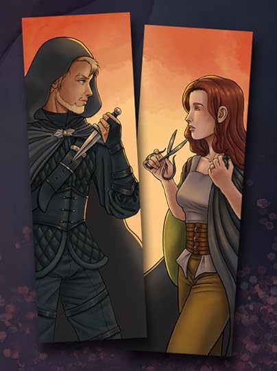 Colored bookmark of Thea and Gil from The Assassin's Bride