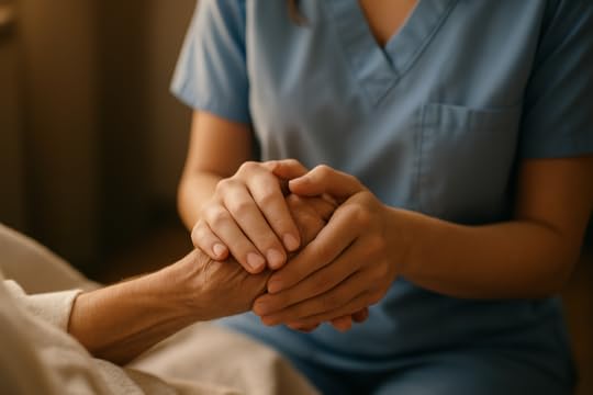 nurse hands holding a patient's hands