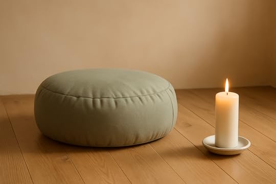 meditation cusion and candle