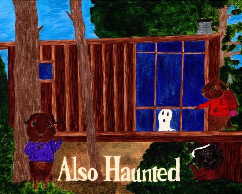 Rachel E Smith guinea pigs painting Pammy, Thaddeus, Twiglet