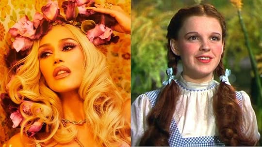 (Left) Gwen Stefani in a promo photo for her album Bouquet (Right) Judy Garland as Dorothy in the Wizard of Oz.