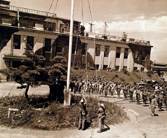 US flag raising at Yokosuka Navy Base, Japan, 30 Aug 1945 (National Museum of the United States Navy: 80-G-490431)