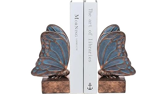 blue butterfly resin bookends