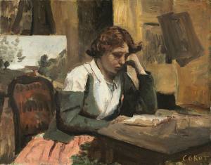 Cuadro: Young Girl Reading by Jean BaptisteCamilleCorot