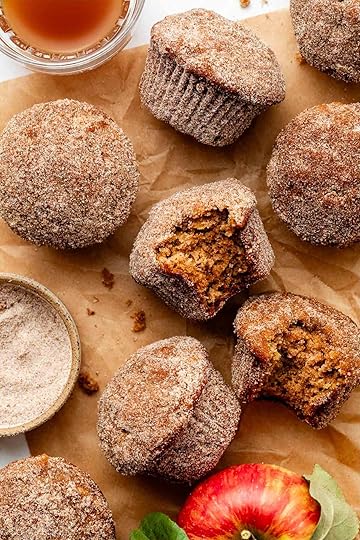 overhead photo of apple cider muffins.