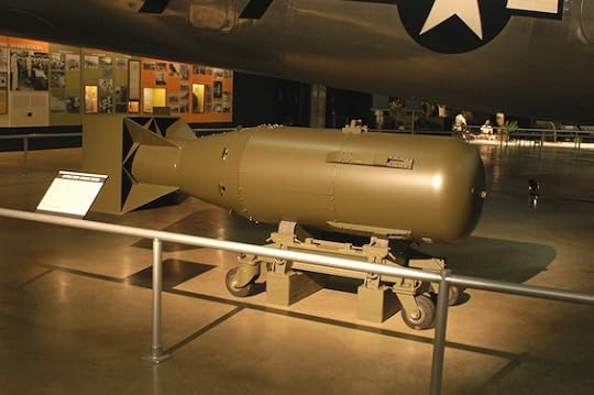 Photo of a duplicate of the Little Boy atomic bomb like the one at the center of this novel about the final days of World War II