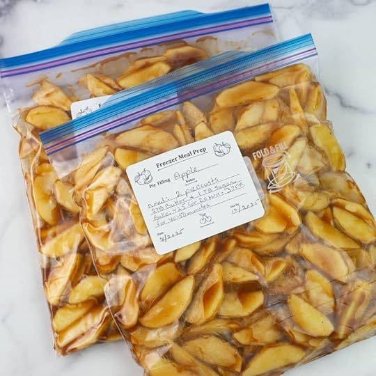 Apple Pie filling in freezer bags.