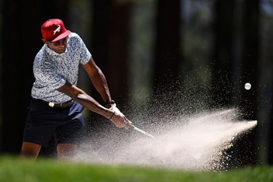 Jerry Rice plays his shot out of a bunker on the 15th hole prior to the American Century Championship at Edgewood Tahoe Golf Course on July 10, 2025 in Stateline, Nevada. (Photo by Eakin Howard/Getty Images)