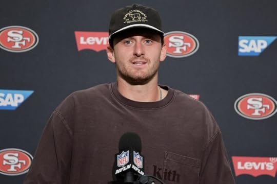 San Francisco 49ers tight end Jake Tonges speaks during a press conference after an NFL football game against the Seattle Seahawks, Sunday, Sept. 7, 2025, in Seattle. (AP Photo/John Froschauer)