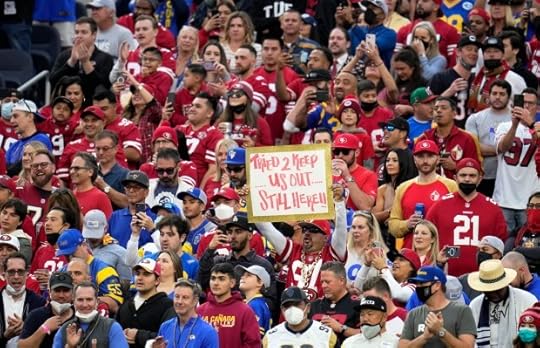 San Francisco 49ers fans gather before an NFC championship football game against the Los Angeles Rams at SoFi Stadium in Inglewood on Sunday, January 30, 2022. (Photo by Keith Birmingham, Pasadena Star-News/SCNG)