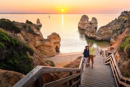 Sunrise in Algarve, Portugal. Camilo beach