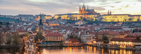 An aerial view of Prague