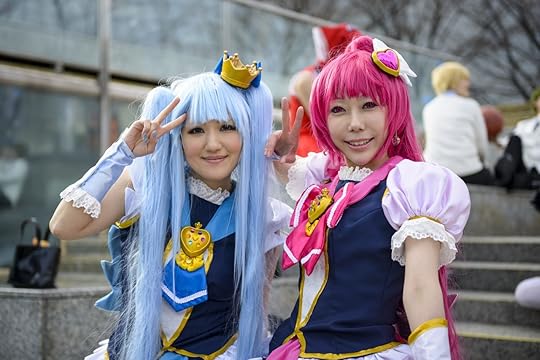 People in Sailor Moon costumes to celebrate Halloween in Japan