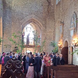 long shot of the ringing chamber seen from the nave