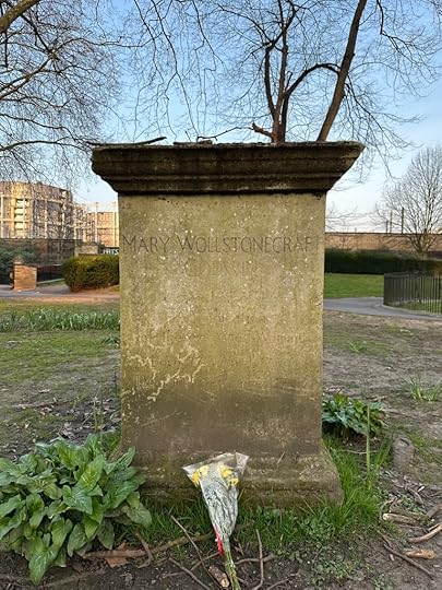 Mary Wollstonecraft’s gravestone and a bouquet of flowers