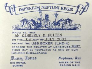 A Golden Shellback Certificate
