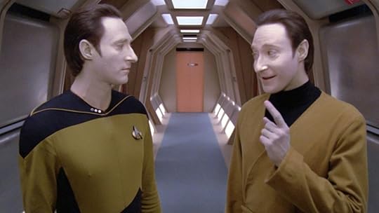 Brent Spiner as Data and Lore in Star Trek: The Next Generation.