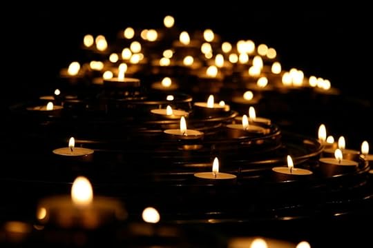 Candles burning in a vigil of mourning