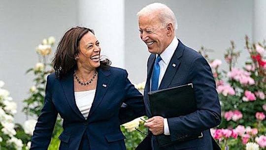 President Joe Biden, joined by Vice President Kamala Harris, after delivering remarks on the CDC's updated guidance on mask wearing for vaccinated individuals Thursday, May 13, 2021, in the Rose Garden of the White House. (Official White House photo by Adam Schultz)
