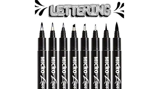 eight black calligraphy markers