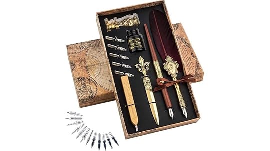 elegant feather ink set