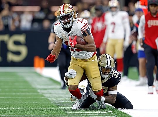 San Francisco 49ers wide receiver Jauan Jennings (15) is tackled...