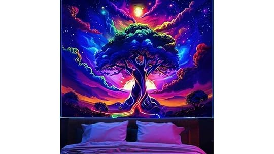 blacklight tree tapestry decor