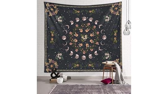floral moon phase tapestry
