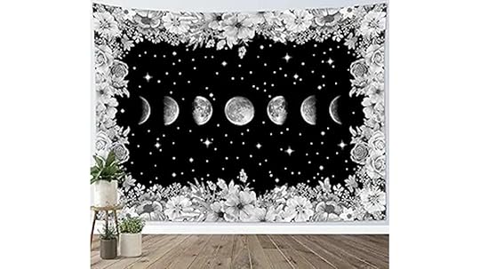 moon phase floral tapestry