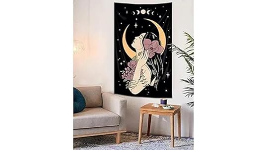 moon phase woman tapestry