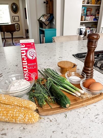 The ingredients for the Savory Corn and Zucchini Fritters