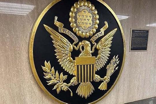 A replica of the United States Great Seal is displayed in the Harry S. Truman Building of the U.S. Department of State in Washington, Monday, May 12, 2025. The original seal greeted visitors at the USA Pavilion at Expo 2020 Dubai. (U.S. State Department photo by Serkan Gurbuz)
