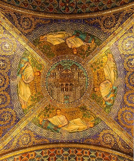 Civitas Dei (the City of God) is a Neo-Byzantine style mosaic of the Cathedral of Aachen. Had the Iconoclasts triumphed over the Iconophiles, we might not be able to see the splendour of Byzantine art.