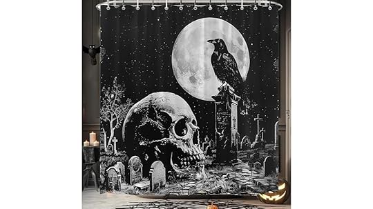 gothic skull cemetery curtain