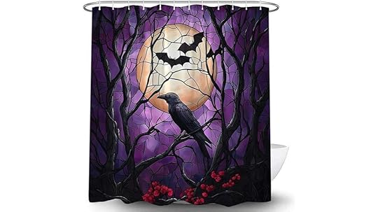 halloween bat moon curtain