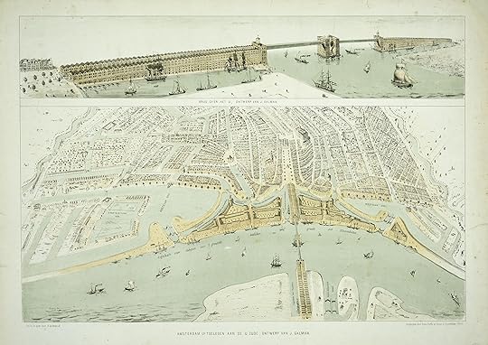 Ontwerp van Jan Galman voor een brug over het IJ, 1857, via Wikimedia Commons