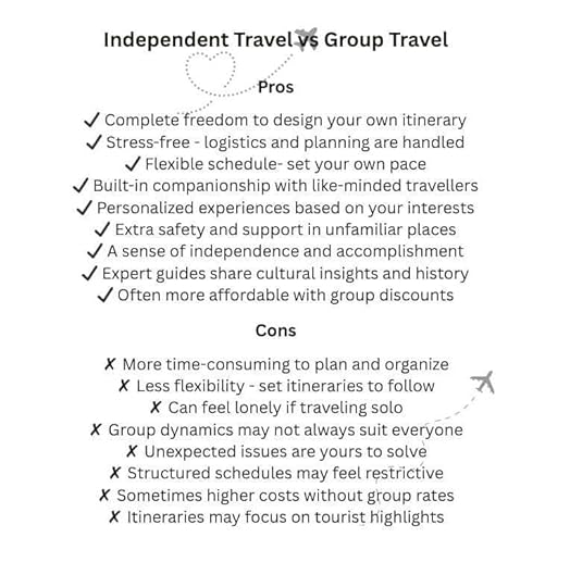 INDEPENDENT TRAVEL VS GROUP TRAVEL CHECKLIST
