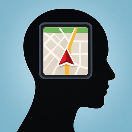 Silhouette of a human head with a glowing GPS map inside, symbolizing how long does it take to reprogram your subconscious mind and the inner program that shapes money, love, health, and confidence