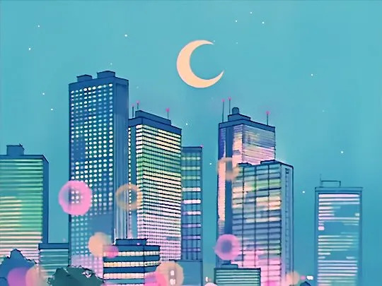 A night in Tokyo from the old Sailor Moon cartoon.