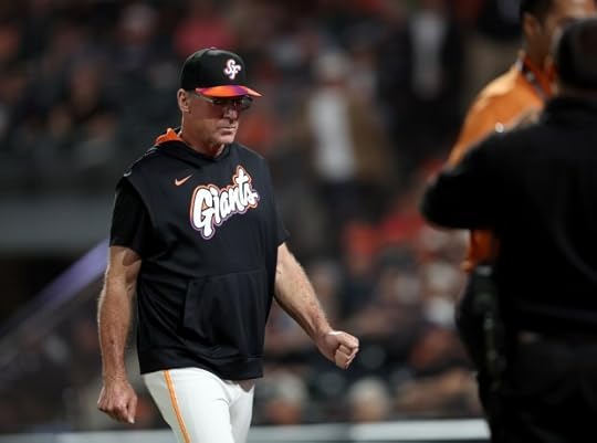 San Francisco Giants manager Bob Melvin gestures from the dugout in the eighth inning of their MLB game against the St. Louis Cardinals at Oracle Park in San Francisco, Calif., on Tuesday, Sept. 23, 2025. (Jane Tyska/Bay Area News Group)