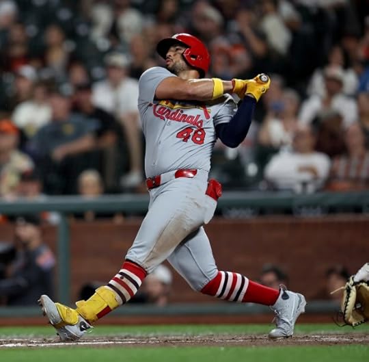 St. Louis Cardinals' Iván Herrera #48 hits a three-run home run off San Francisco Giants relief pitcher Joey Lucchesi #57 in the seventh inning of their MLB game at Oracle Park in San Francisco, Calif., on Tuesday, Sept. 23, 2025. (Jane Tyska/Bay Area News Group)