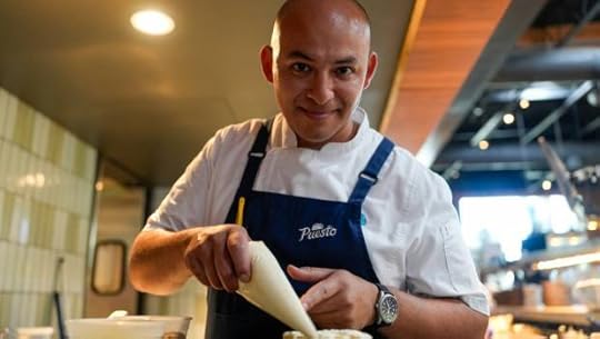 Food centerpiece with recipe for Tres Leches Cake from chef Raul Casillas. Casillas adding cream to the Tres Leches Cake at Puesto in MIssion Valley on Tuesday, Aug. 19, 2025 in San Diego, California. (Alejandro Tamayo / The San Diego Union-Tribune)