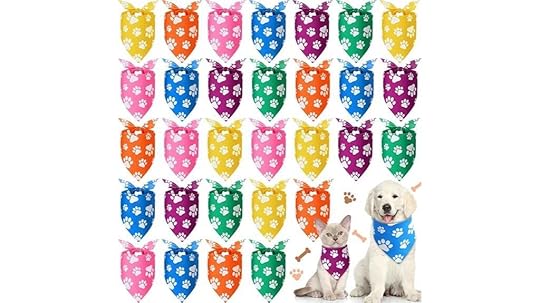 colorful paw print dog bandanas