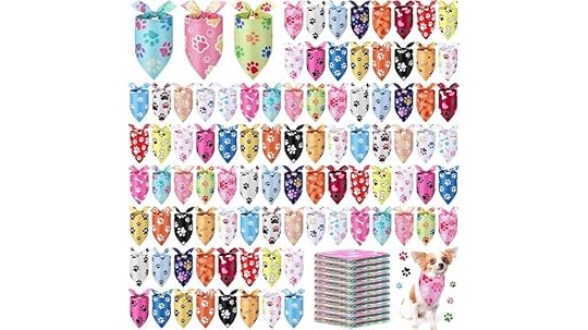 200 pet paw print bandanas