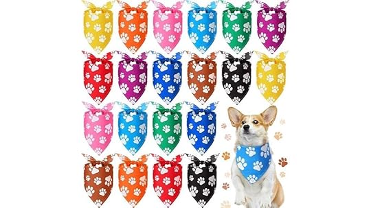 colorful paw print dog bandanas