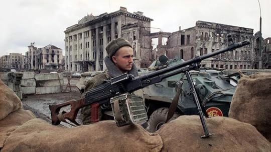 Photo of Russian troops engaged in the war in Chechnya