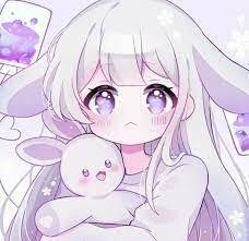 Wallpaper Purple Anime Chibi ><