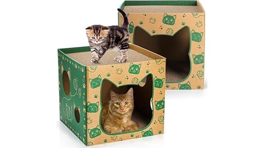 two cardboard cat houses
